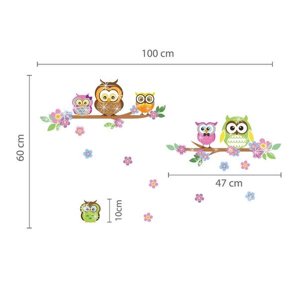 dimension image slide 1 of 2, Walplus Owl Flower Tree Swarovski Crystals Wall Sticker Nursery Decor