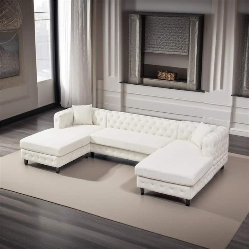 126-inch Modern Style Chenille Three Piece Sofa