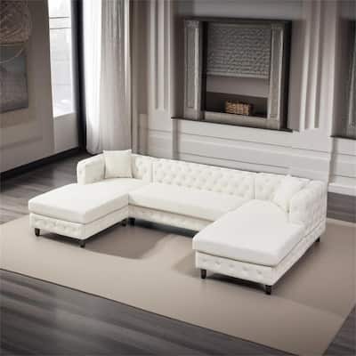 126-inch Modern Style Chenille Three Piece Sofa