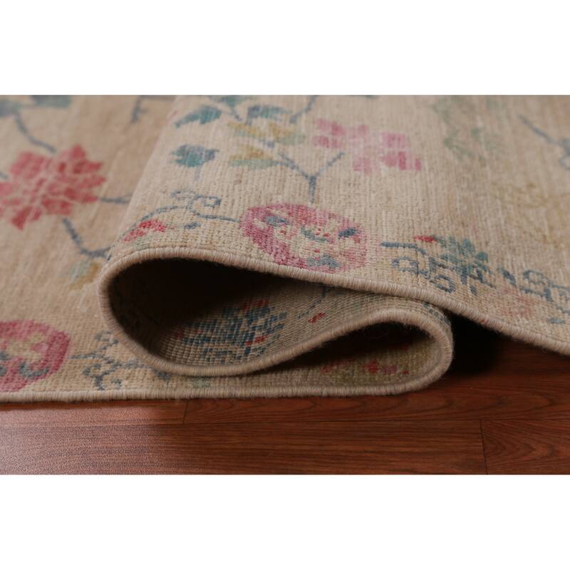 Hand Knotted Oriental 100% Wool Carpet Traditional All-Over Beige & Ivories Art Deco Area Rug - 6' 5'' X 2' 10''