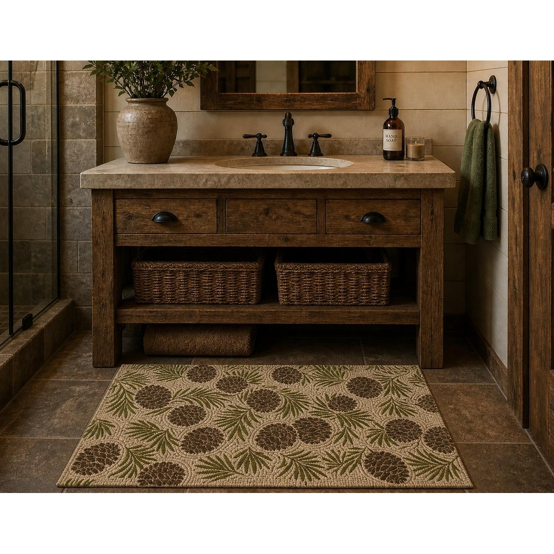 American Destination Evergreen Nylon Washable Accent Rug - 20"x44"