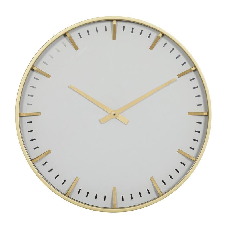Glass or Plastic Decorative Wall Clock with Gold or Black Accents - Dark Blue, Gold, Black - Roche River Decor - Gold