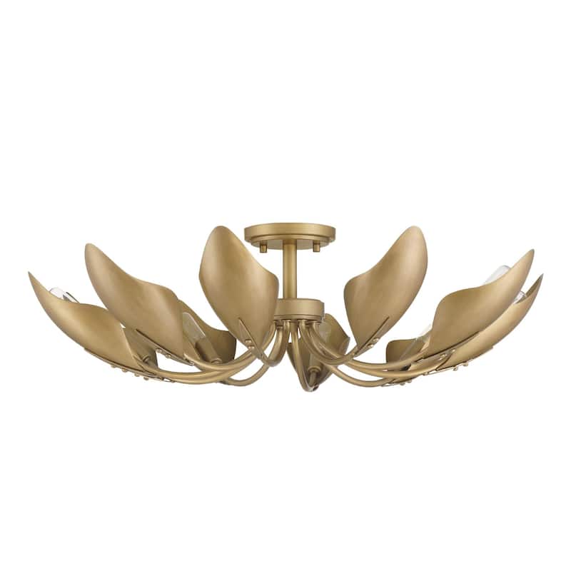 Hunter Juneway 10-Light Flush Mount Chandelier - Transitional, Modern/Contemporary - Dining Room, Living Room, Bedroom.