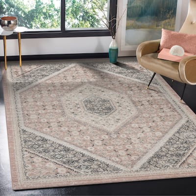 Sevita Soft Pink and Gray Oriental Area Rug