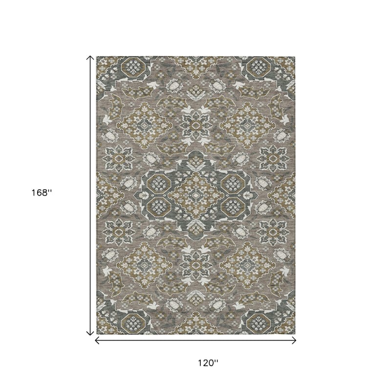 HomeRoots Medallion Traditional Rectangle Outdoor Rug