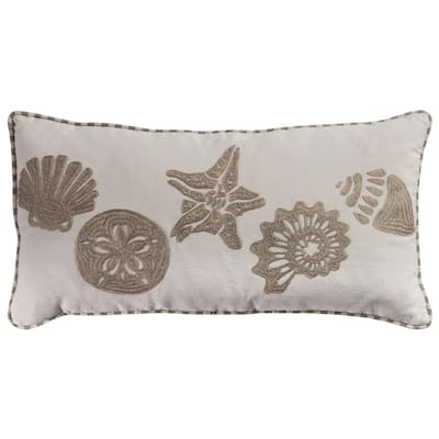 Rizzy Home Neutral Ivory and Tan Seashell Throw Pillow