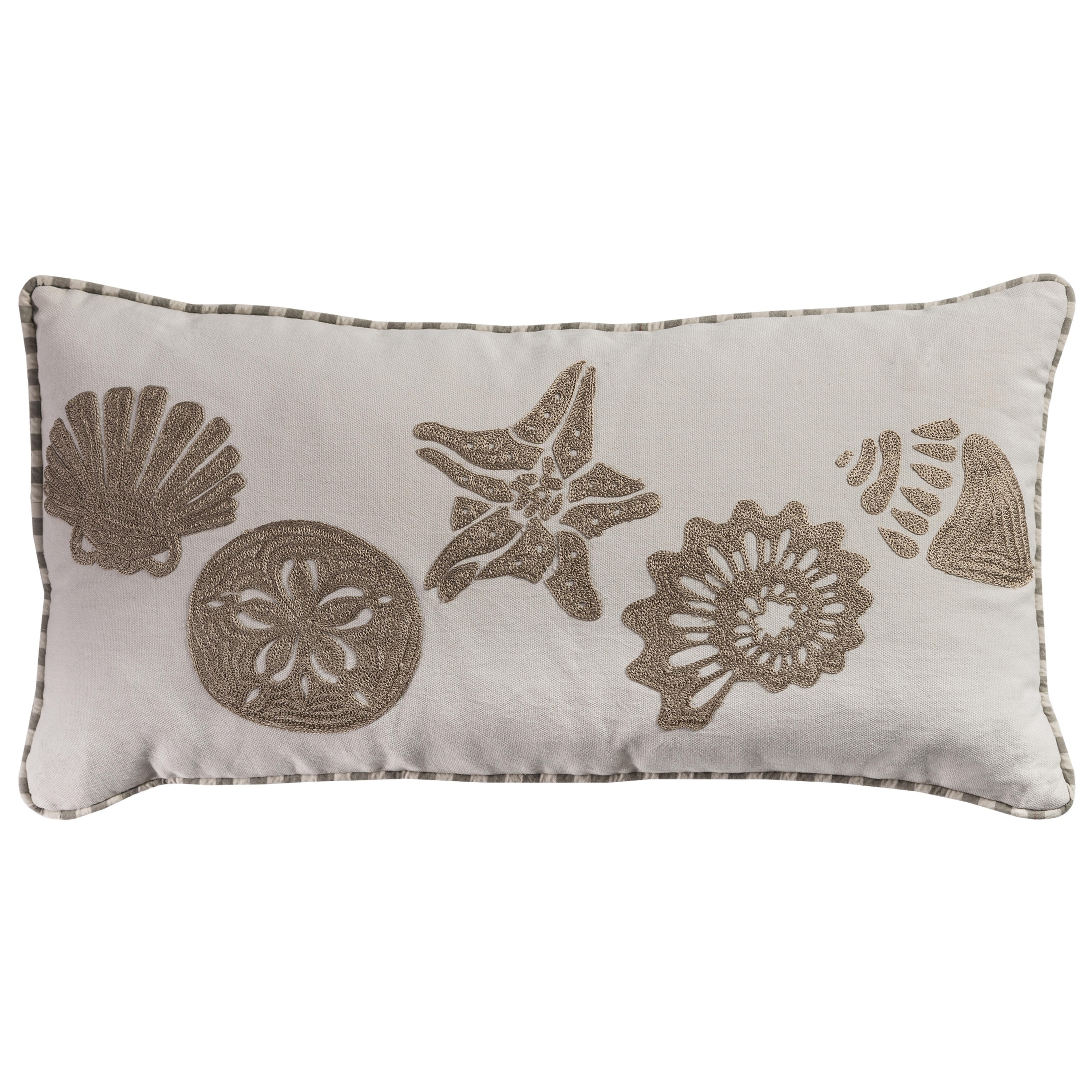Rizzy Home Neutral Ivory and Tan Seashell Throw Pillow