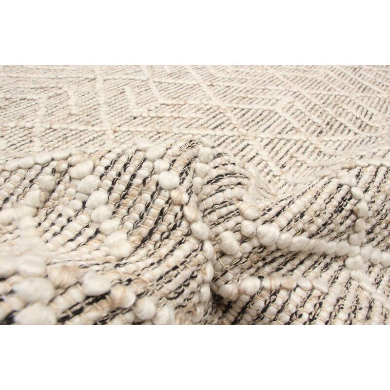 ECARPETGALLERY Braid weave Sienna Cream Wool Rug - 5'1 x 6'11