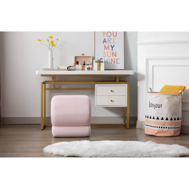 S-shape Velvet Fabric Ottoman Makeup Stool Footstool