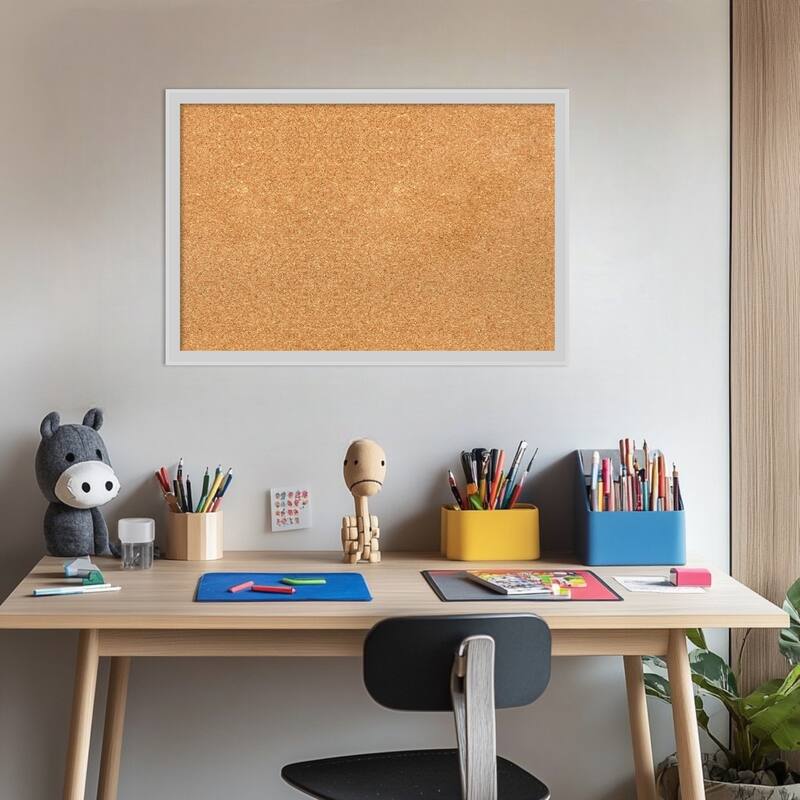 Incline Silver Wood Framed Cork Board - Bulletin Board, Organization Board, Pin Board