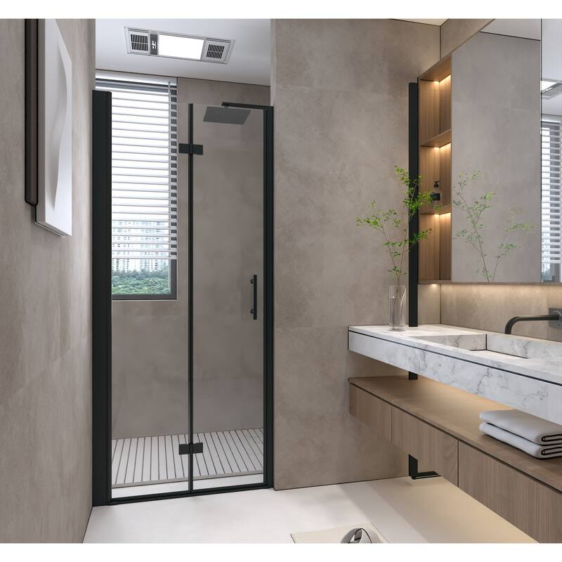 Bifold Shower Door Tempered Glass Aluminum Frame