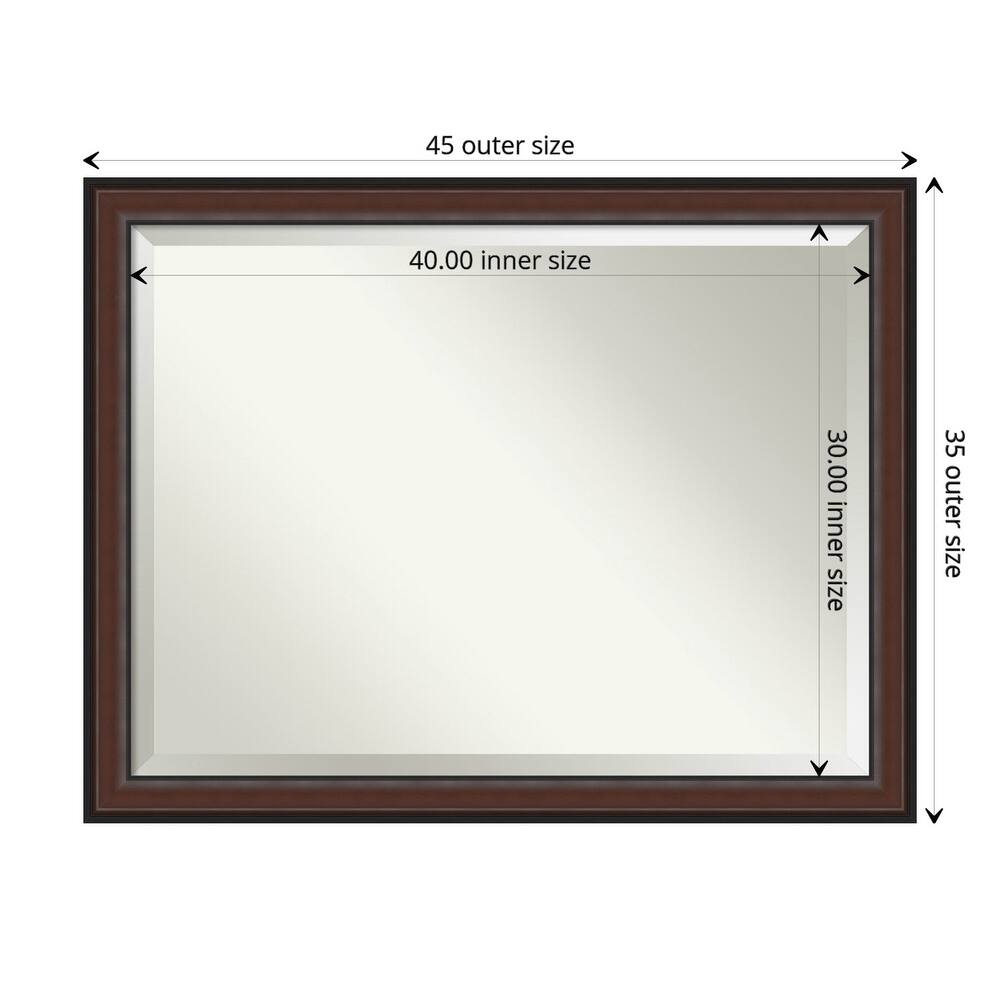 Beveled Bathroom Wall Mirror - Harvard Walnut Frame