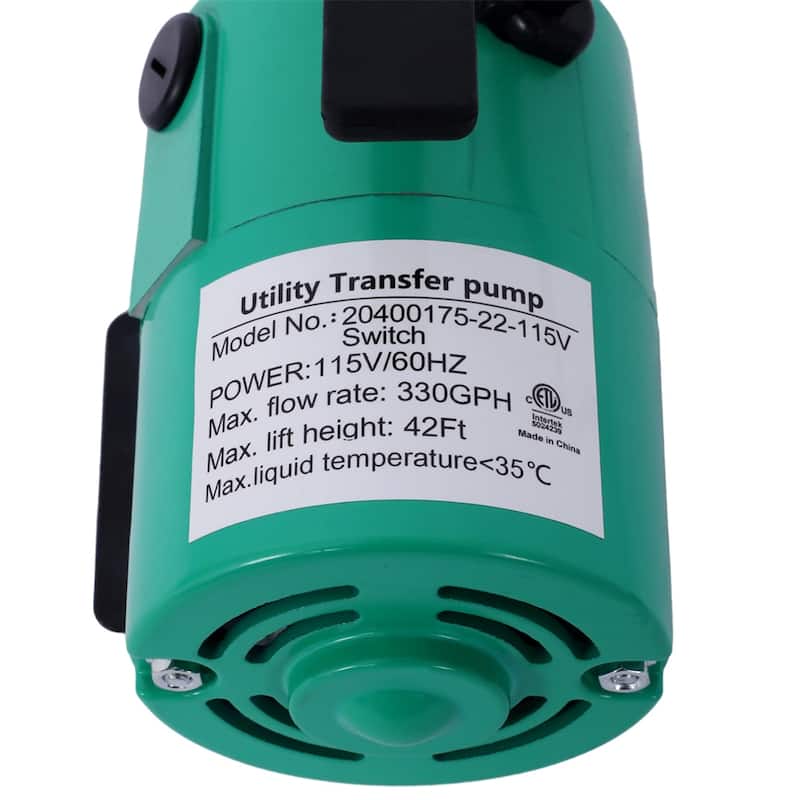 330 Gallon Per Hour Portable Electric Utility Pump w/ Switch and Hose