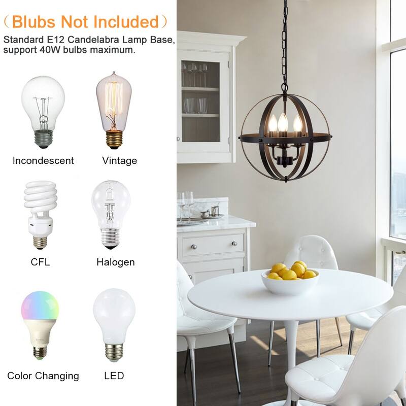Pendant Light Flush Mounted Adjustable Hanging Ceiling Chandelier Light for Kitchen Island Living Room