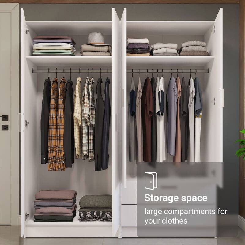 MADESA 4 Doors 2 Drawers Wardrobe Set