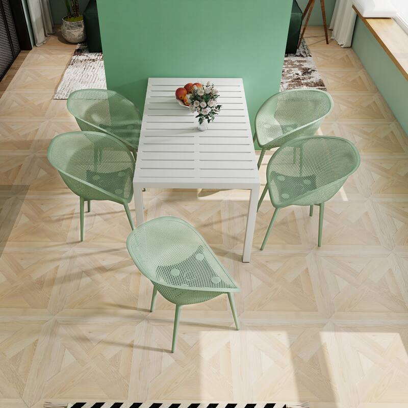 Malwee 2 PCS Indoor/Outdoor All-Weather PP Plastic Chairs, Modern Lounge Seat, Lightweight for Patio, Beach, Living Room