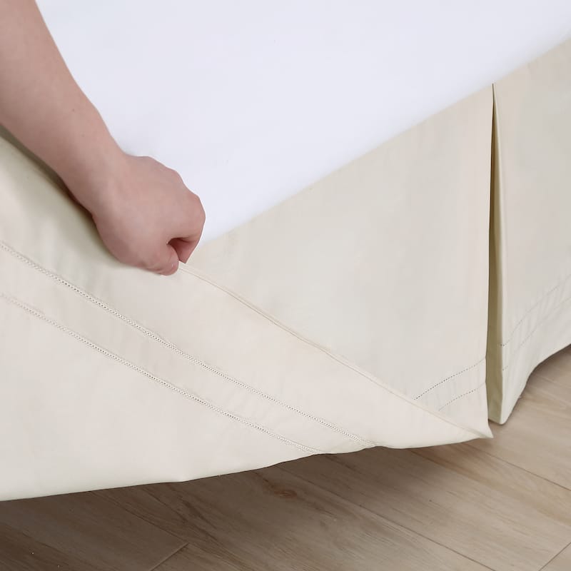 Tommy Bahama Solid Pleated Cotton Beige Tailored Bedskirt
