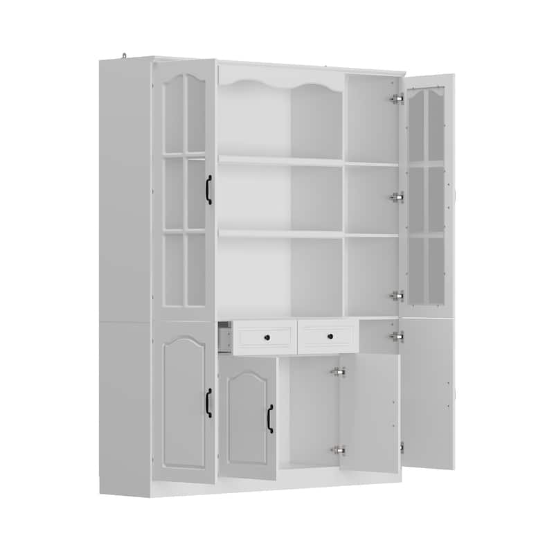 Kitchen Cabinet Clear Visibility Tempered Glass Showcase Combo Cabinet