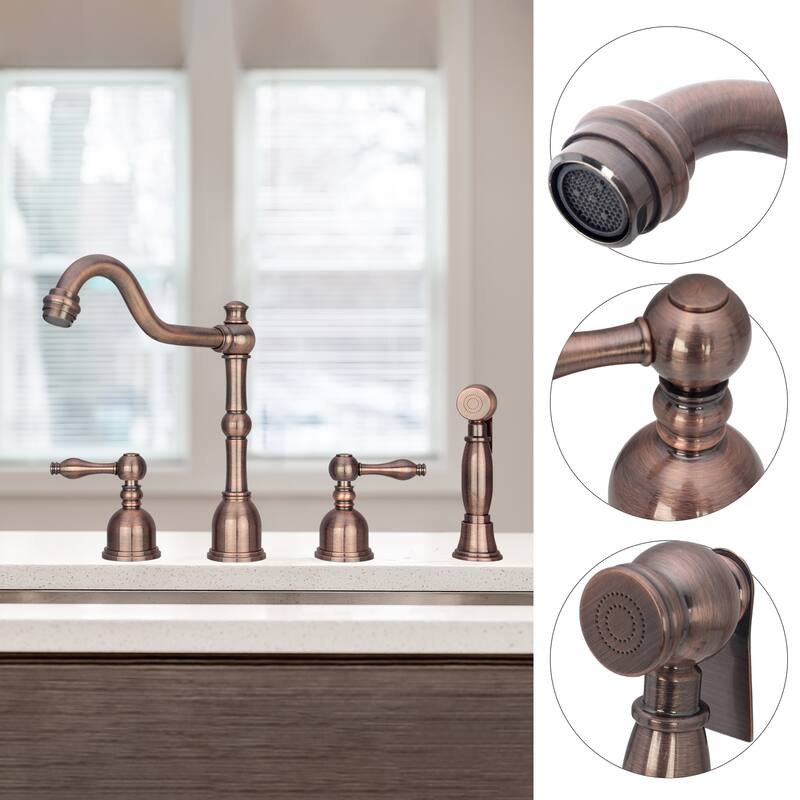 Two-Handles Widespread Kitchen Faucet with Side Sprayer