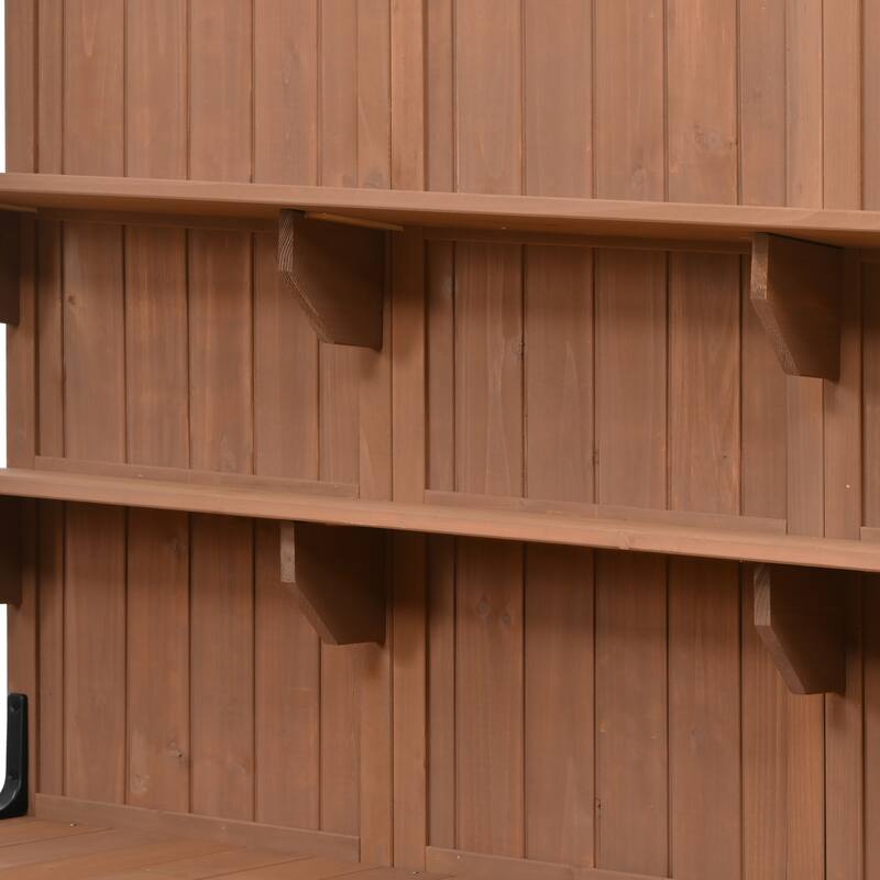 Roomfitters 50 Inch Solid Fir Wood Potting Bench with Hutch and Cabinets, Garden Workstation Table