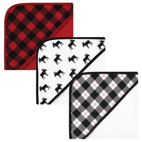 slide 1 of 1, Hudson Baby Infant Boy Cotton Rich Hooded Towels, Black Moose, One Size - Black Moose - One Size One Size - Black Moose