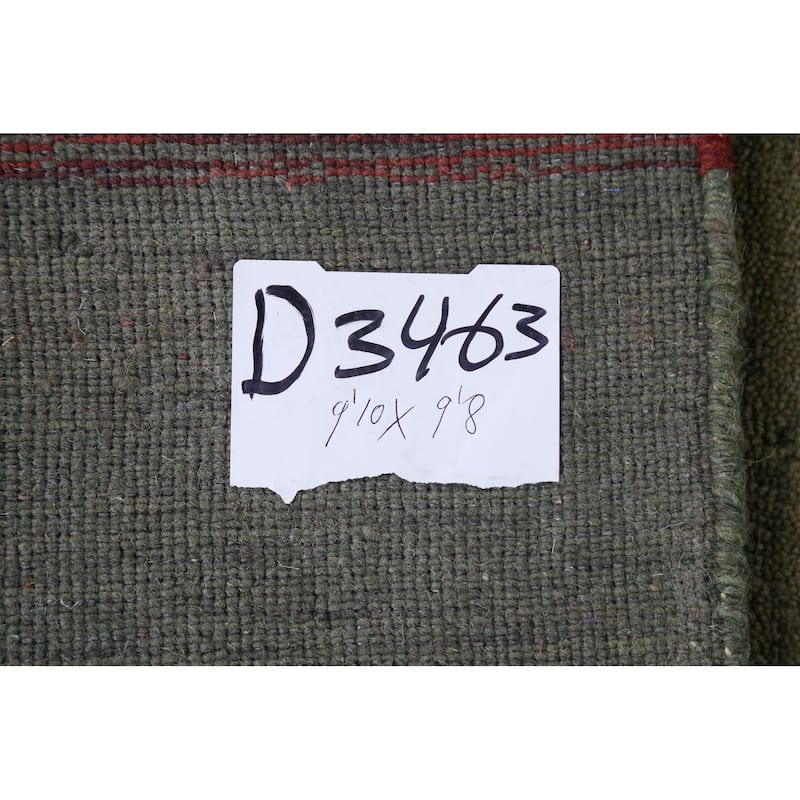 Decorative Contemporary Gabbeh Oriental Rug Hand-Knotted Wool Carpet - 9'8" x 9'10" Square