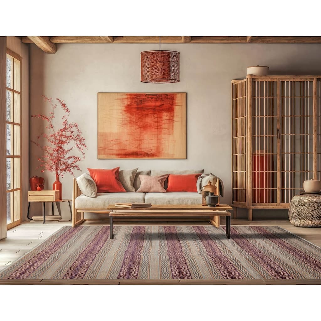 Gray 100% Wool Oriental Rug, Hand Knotted in Transitional Style - 8' x 10'