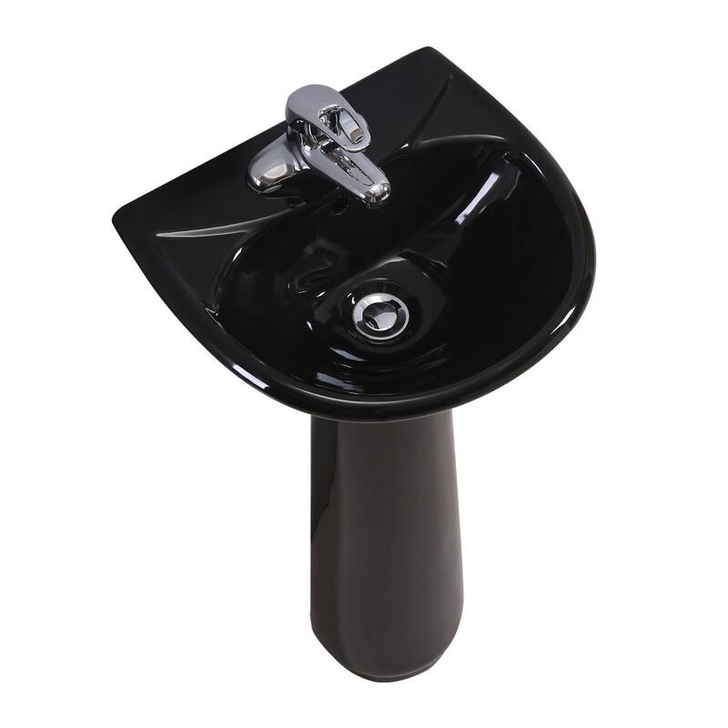 Renovators Supply Black Bathroom Small Pedestal Sink Vitreous China - Black