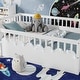 preview thumbnail 10 of 10, Full Size Floor Bed Safety Kids Bed with High Guardrails (19.6 inch), Without Slat Concise Fence Bed for Boys Girls, White