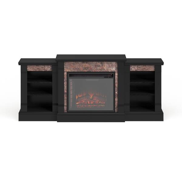 Shop Copper Grove Hay River Black Faux Stone Electric Fireplace