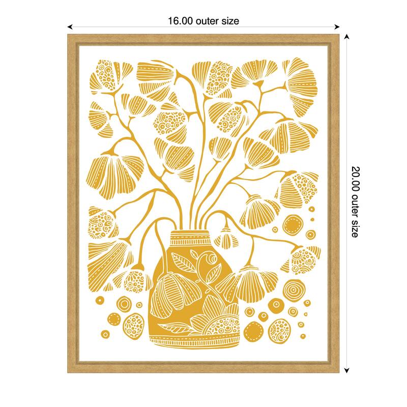 Bloom Block Yellow by Valentina Harper Framed Canvas Wall Art Print - 16 x 20 in