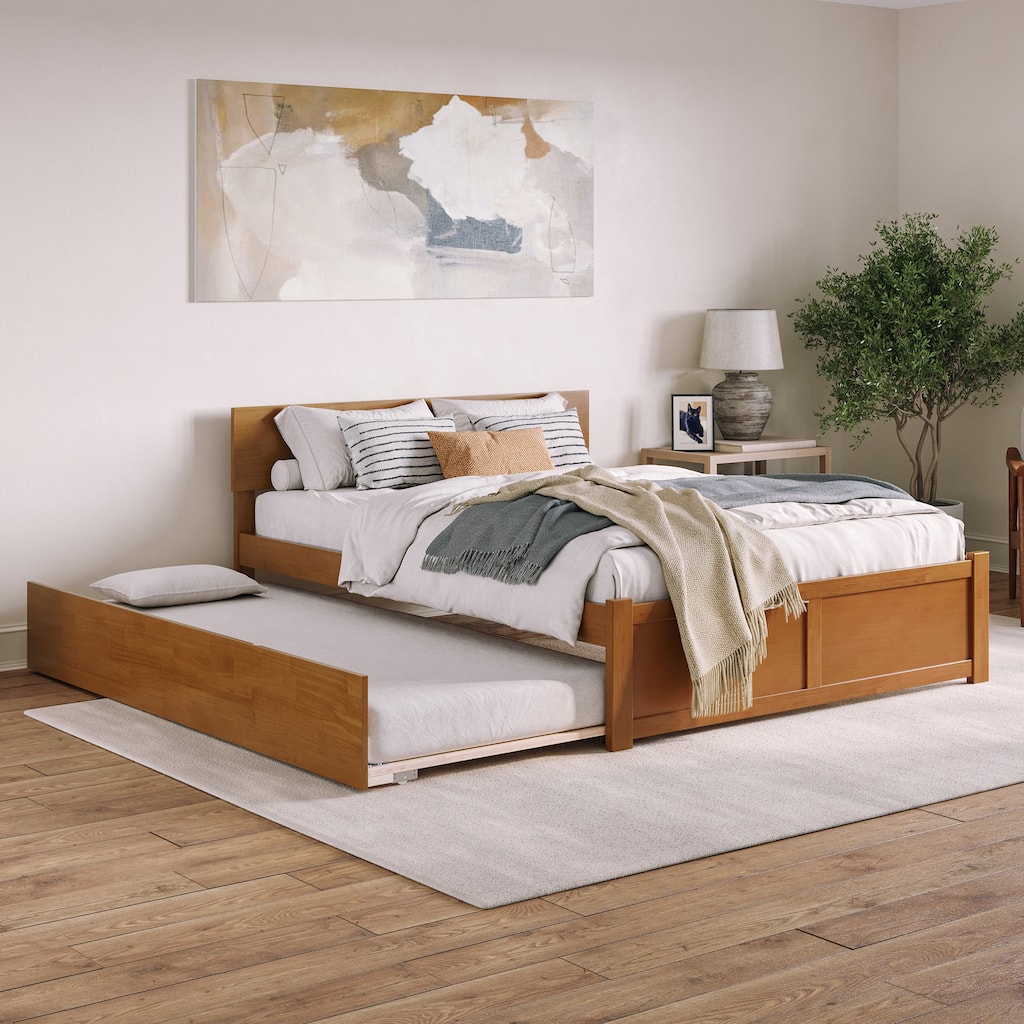 AFI Orlando Platform Bed with Footboard & Twin XL Trundle