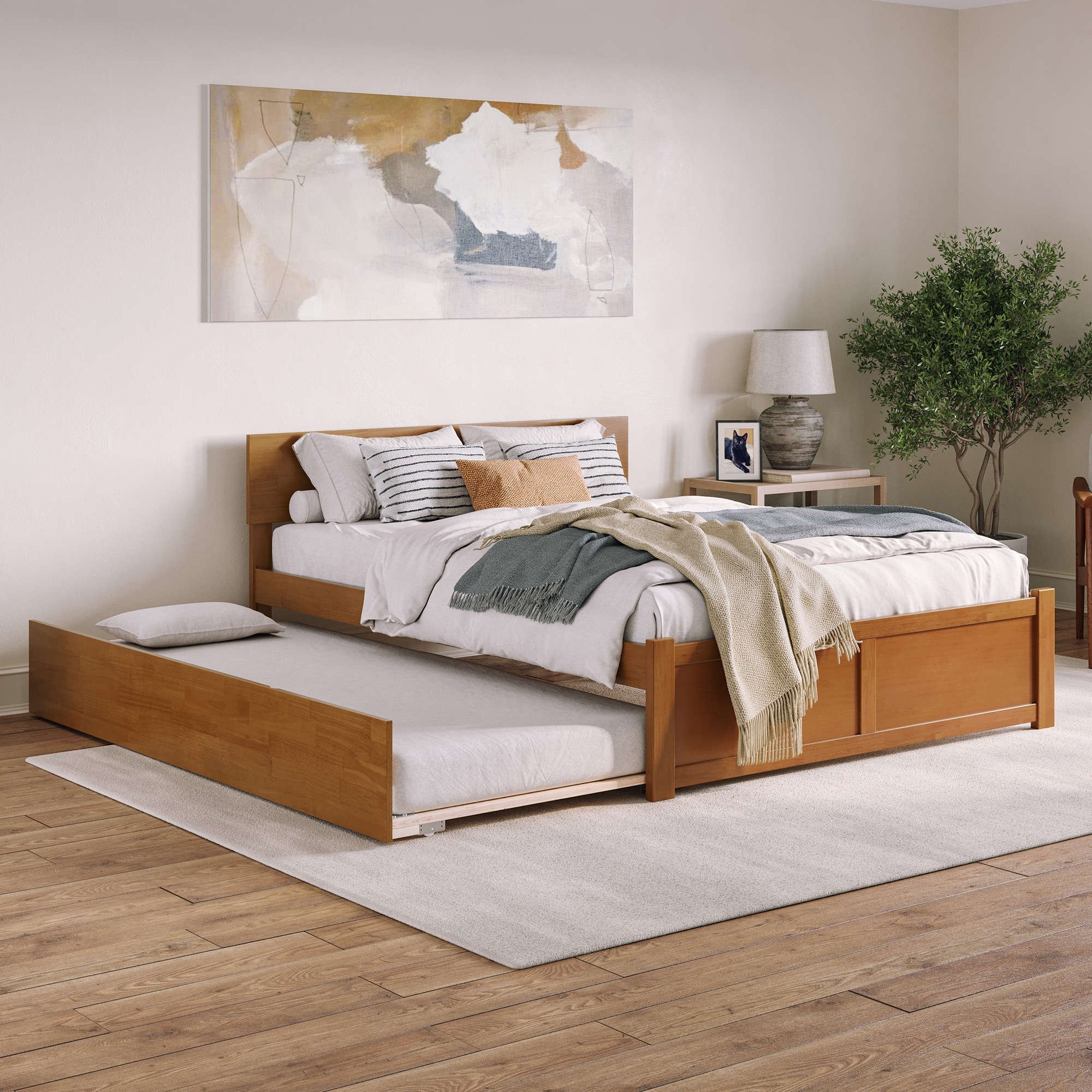 Orlando Platform Bed with Footboard & Twin XL Trundle