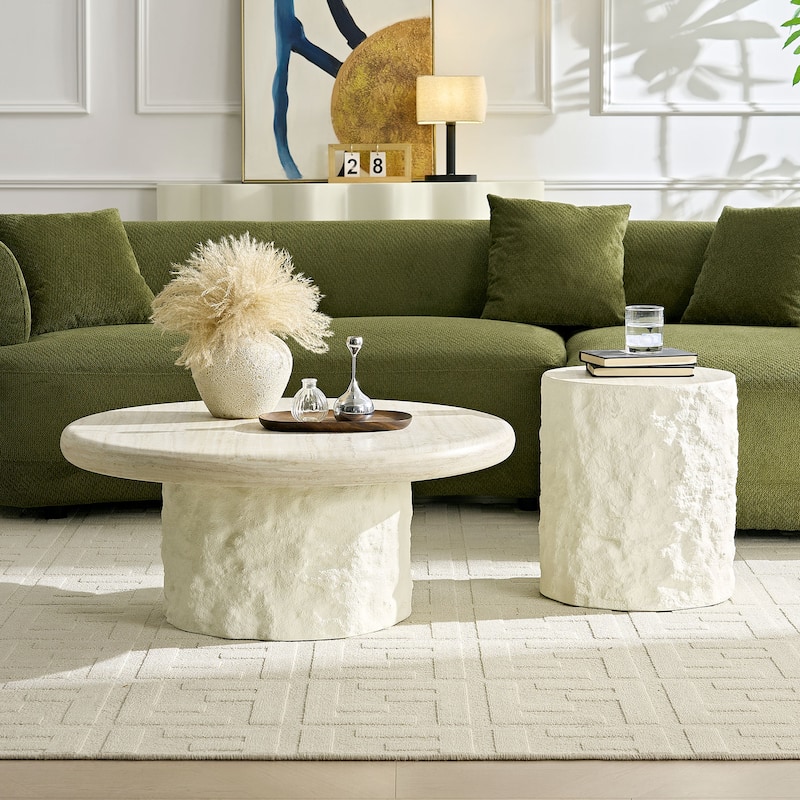 35.04'' Modern Fiberglass Round Coffee Table