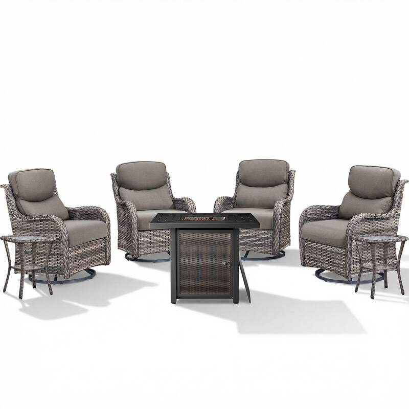 Pocassy 30 In Outdoor Fire Pits with Patio Sofa Swivel Glider Chari Furniture.