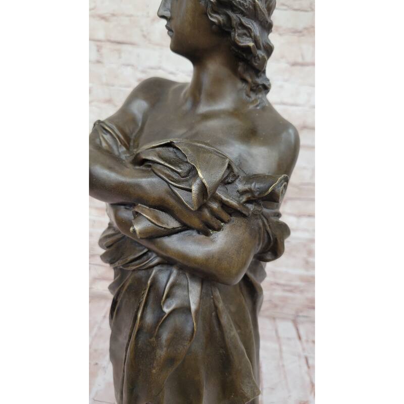 Roman Emperor Caesar Bronze Metal Statue Sculpture Signed Art On Marble Base