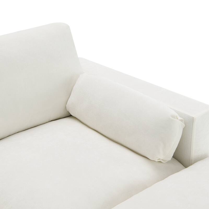 86.5" Chenille Modular Sectional Sofa with Storage Pockets, 5-Seater U-Shaped Couch Set amd 2 Movable Ottomans