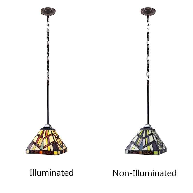 Tiffany-Style Mission Design 1-light Blackish Bronze Hanging Pendant