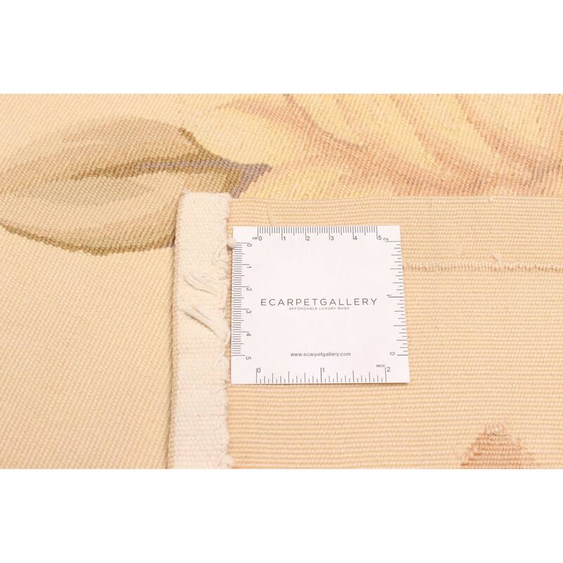 ECARPETGALLERY Flat-Weave Dynasty Beige Wool Tapestry Kilim - 9'9 x 13'1