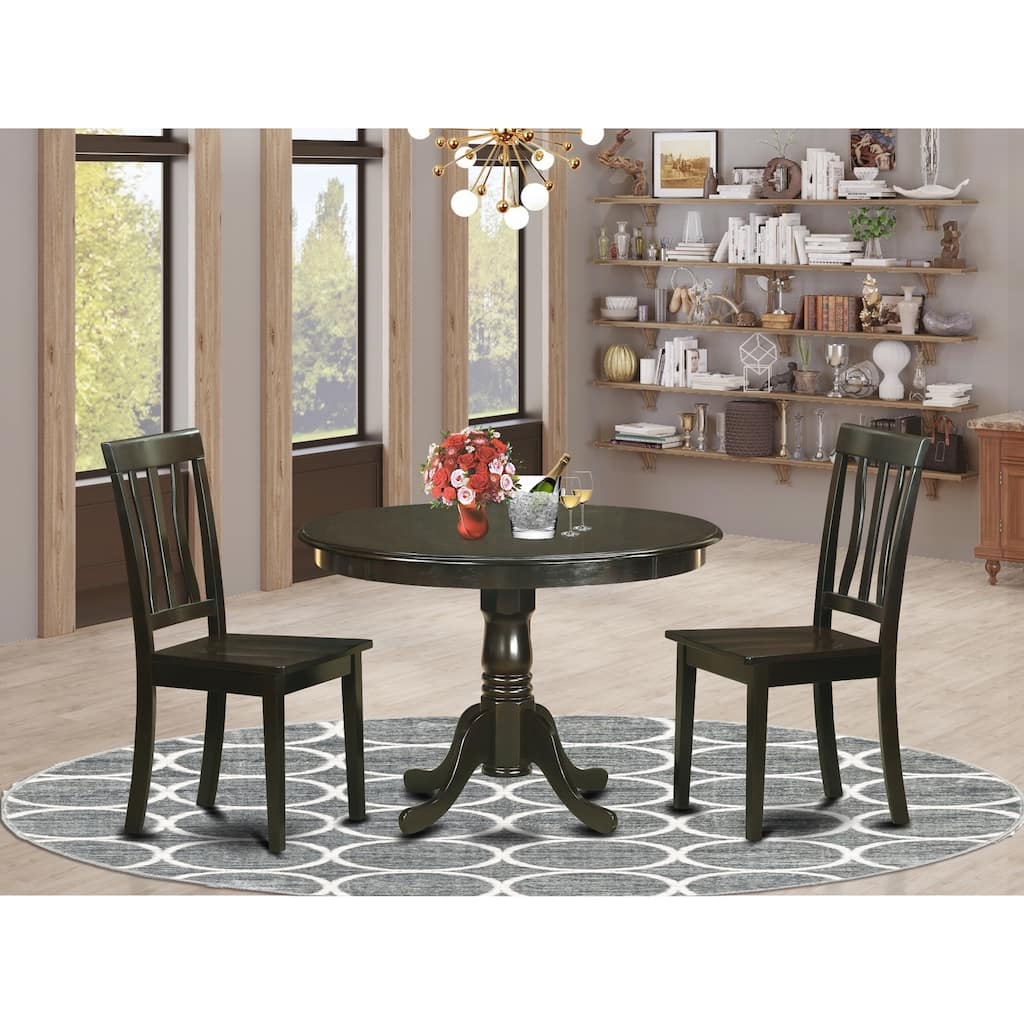 HomeStock 3-Pc Cappuccino Solid Wood Top - Dining Room Set - Seats 4