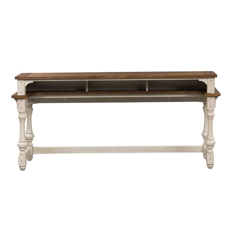 Morgan Creek Antique White Wire Brushed Tobacco Accents Console Bar Table