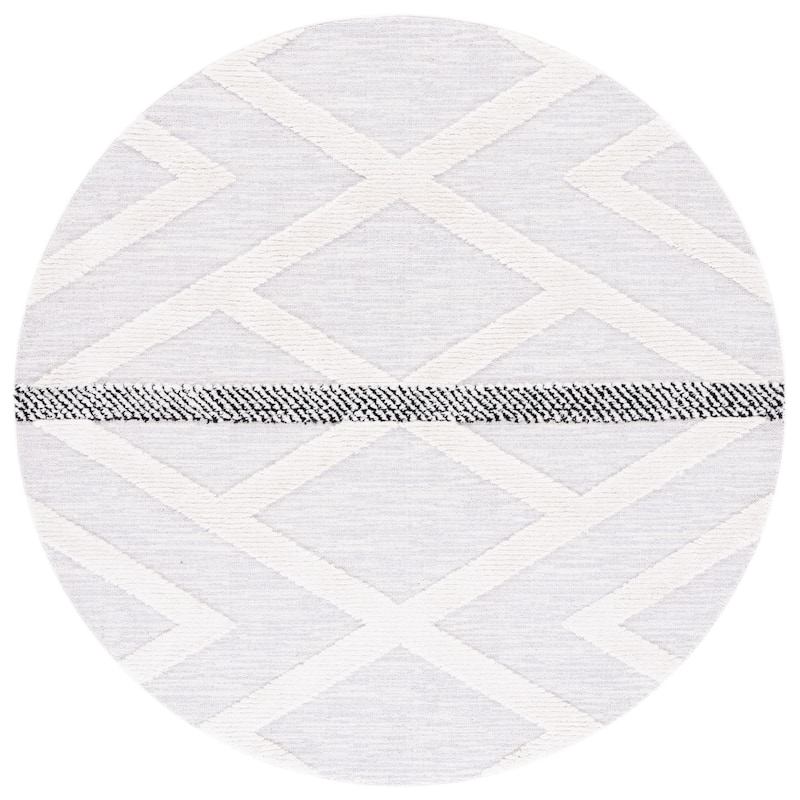 SAFAVIEH Handmade Marrakech Edeltrude Traditional Rug - 6'7" Round - Grey/Ivory