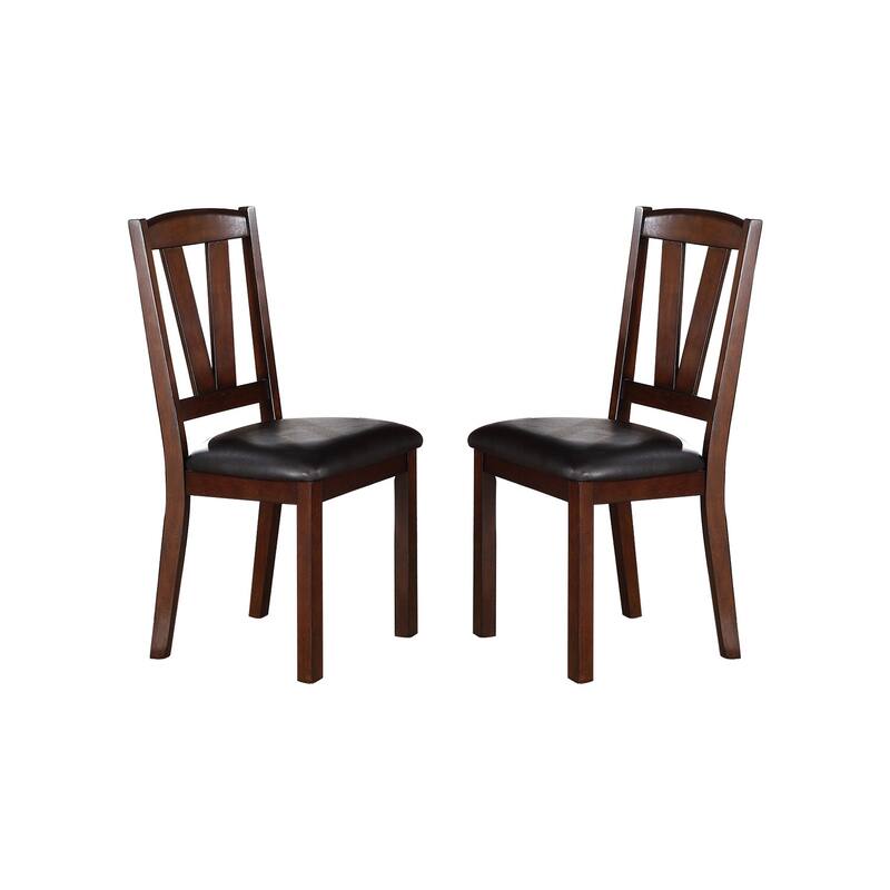 Black PU Upholstered Dining Chairs, Dark Walnut, Set of 2 - Counter Height/Dining Height
