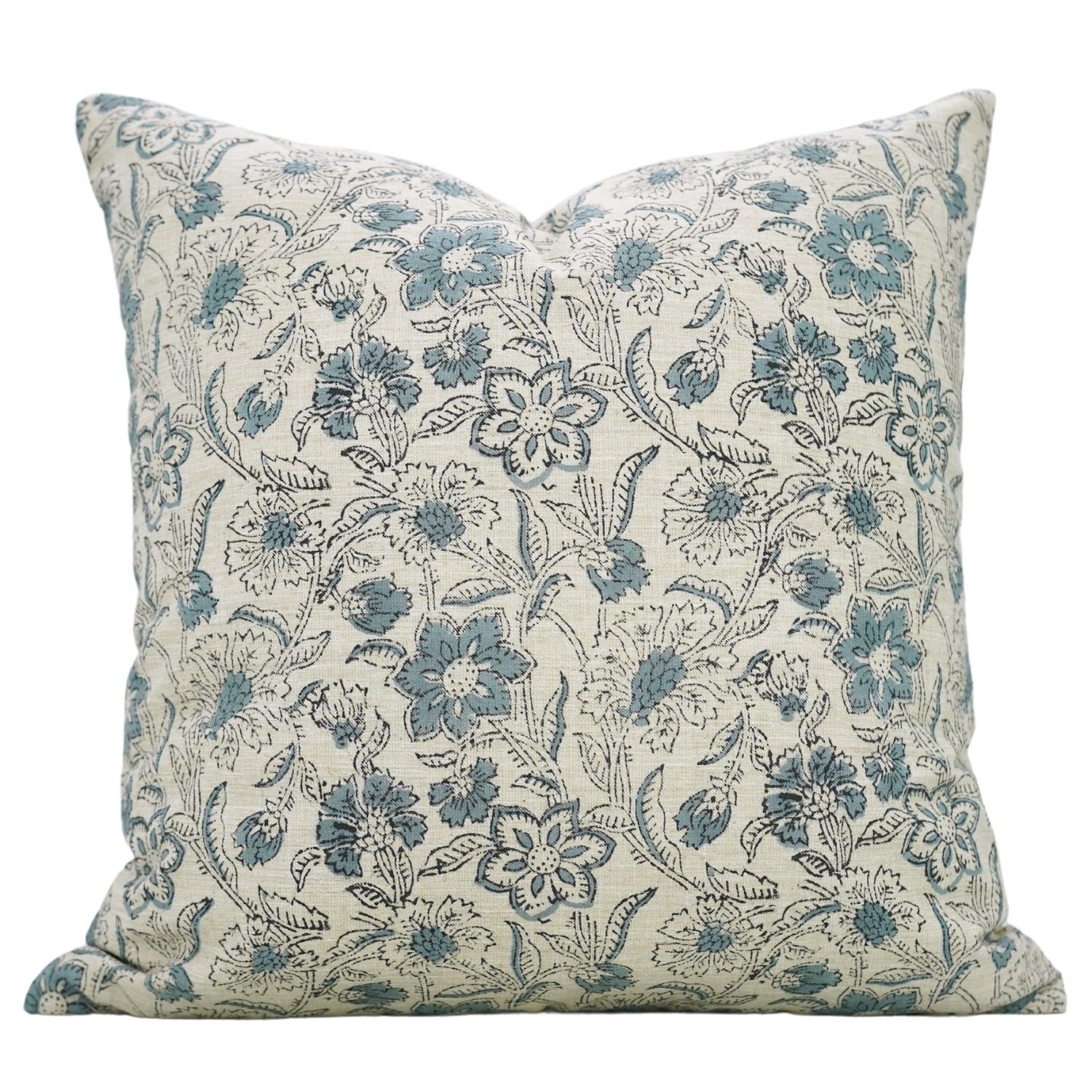 Fabdivine Vintage Linen Block Print Pillow Cover Bed Sofa Decor Blue, Jarul