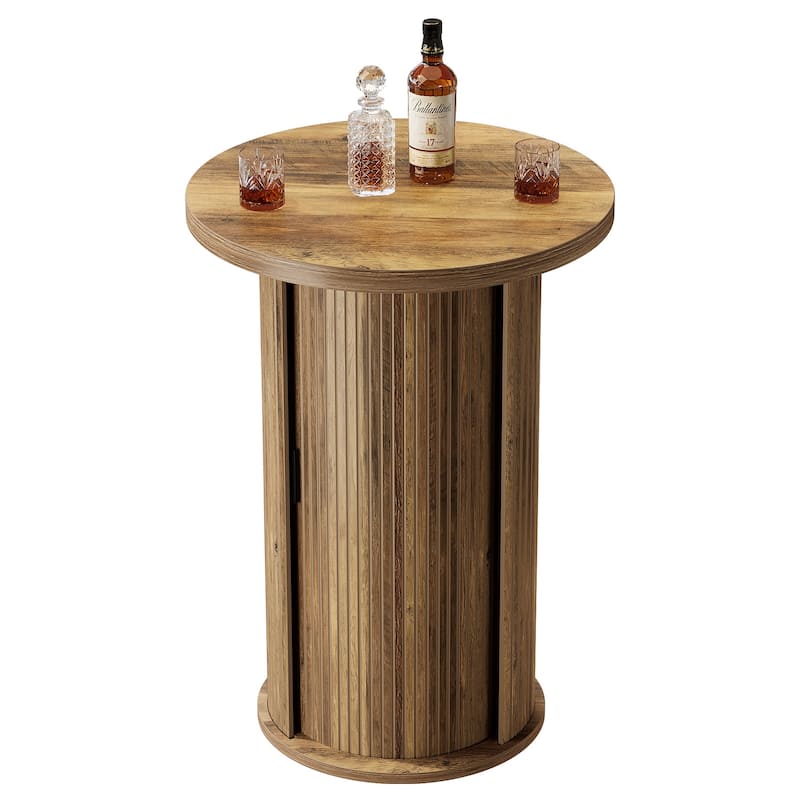 35.4" Rustic Round High Top Pub Bistro Wood Cocktail Bar Table