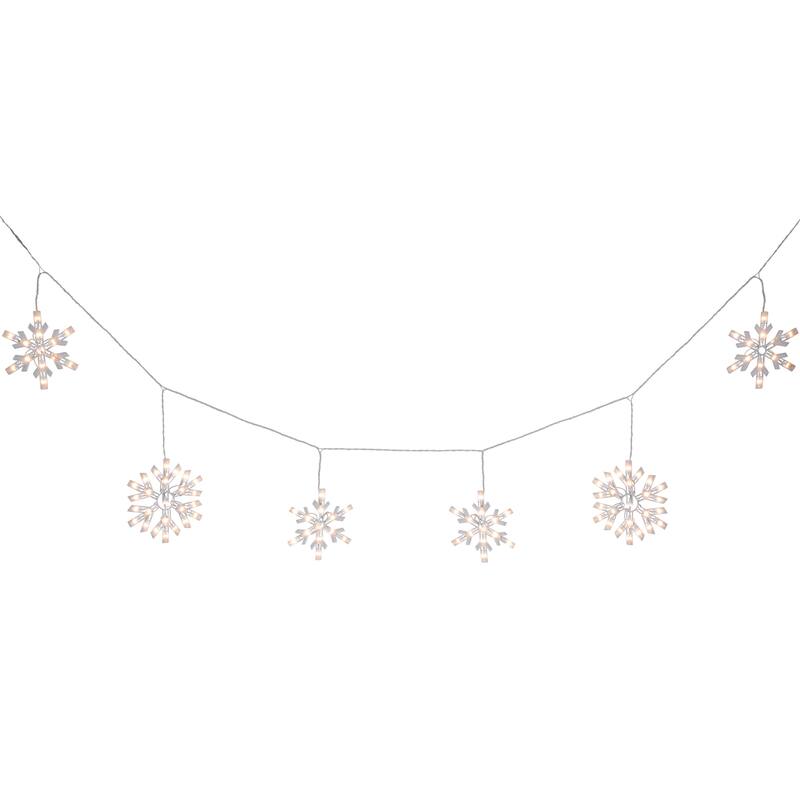 Snowflake Christmas Lights - White - 8.5' White Wire - 5ct