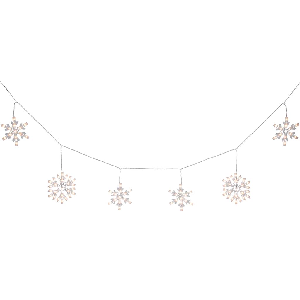 150ct White Snowflake Icicle Christmas Lights 8.5 ft White Wire - 8.5'