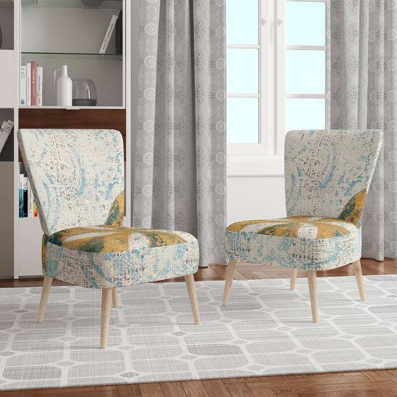 Designart "Coastal Pastel Seashells II" Upholstered VIntage Nautical Accent Chair - Arm Chair