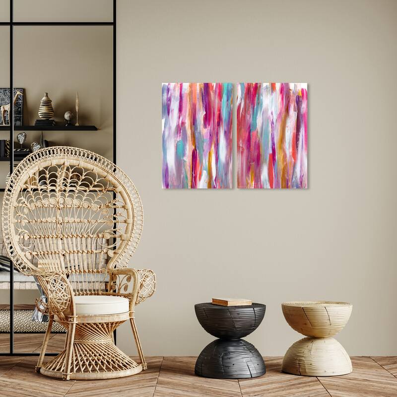 Wynwood Studio Abstract Crush and Love Diptych Pink and Tiffany Blue Modern & Contemporary Wall Art Canvas Print - 24 x 20