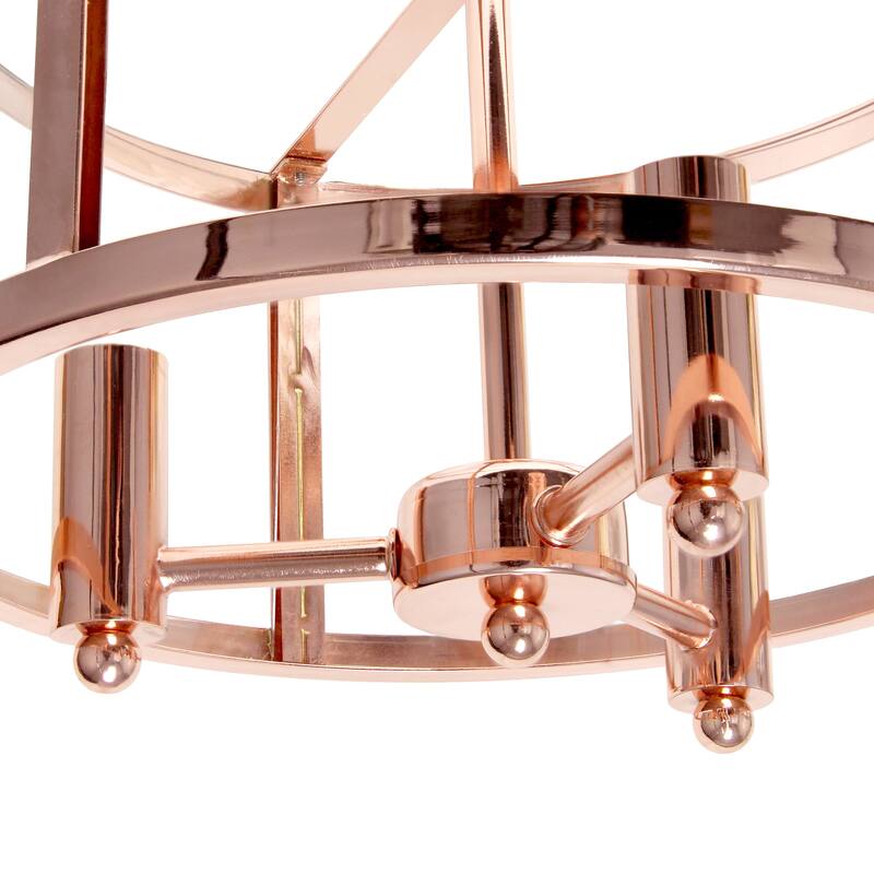 Vintage Semi-Flush Mount Light - 3-Light Rose Gold Ceiling Fixture - Modern Farmhouse Style - 12.5